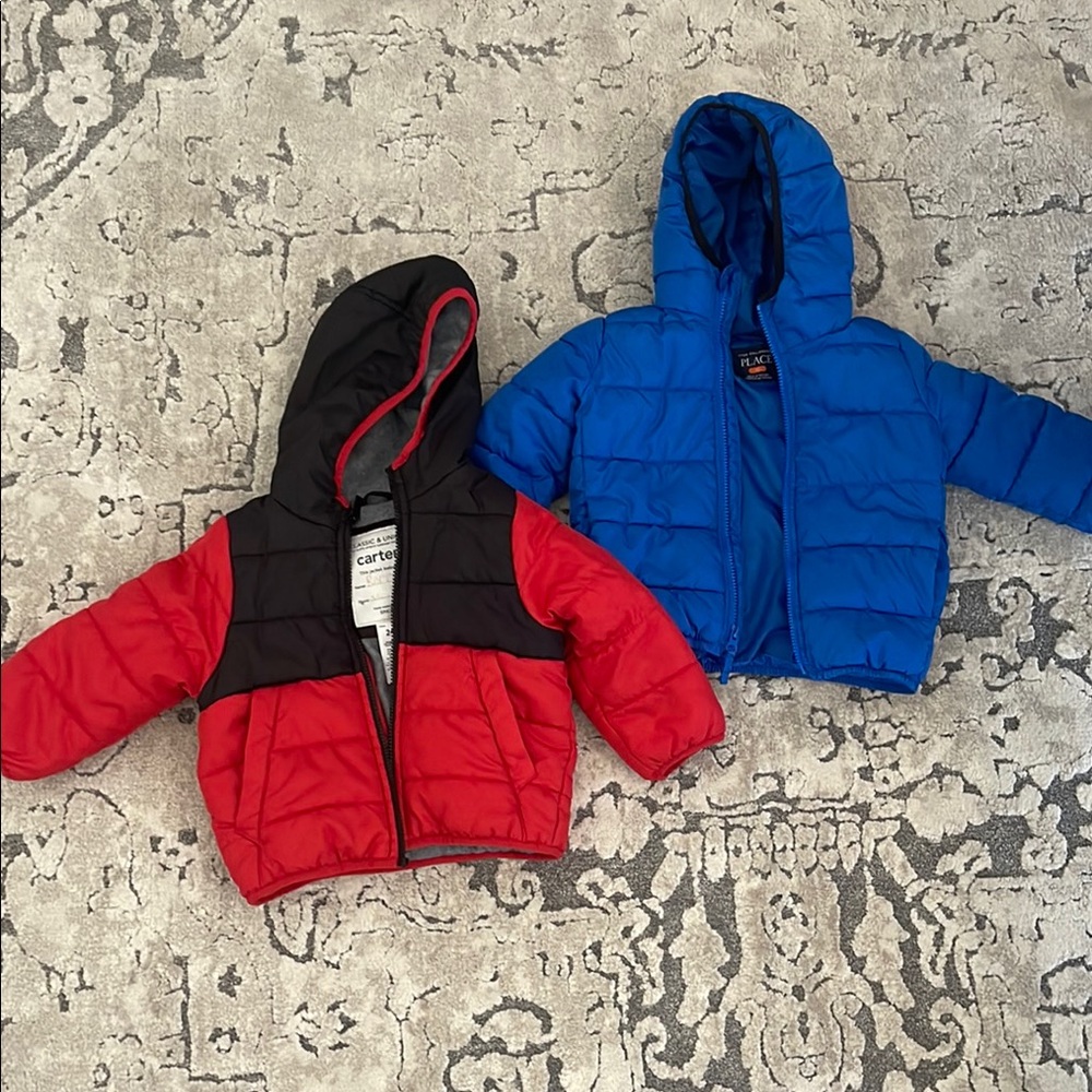 Red Puffer Coat 24 Mos and 3T Blue Puffer Winter Coat